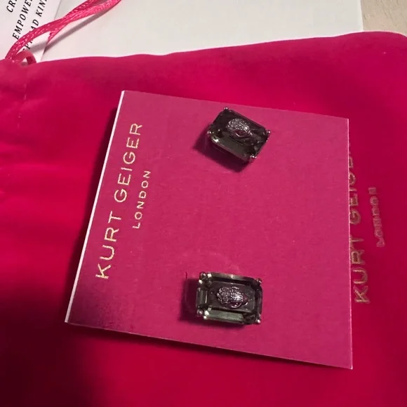 NWT - Kurt Geiger Black Bird Gem Earrings with Dust Bag - Picture 4 of 5